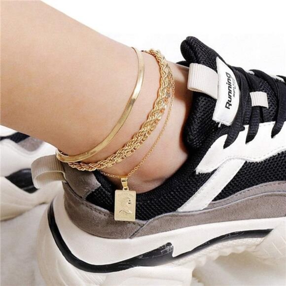 Gold Anklets for Women Waterproof,18K Gold Plated Anklet for Women Snake Chain - Picture 5 of 7